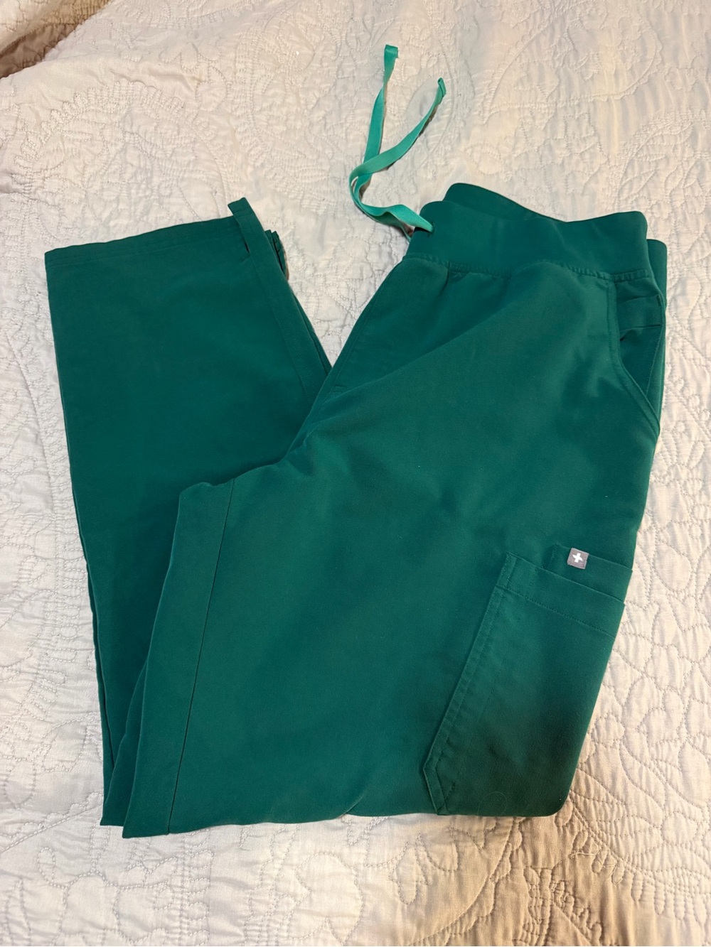 Figs Hunter Green high waisted Yola skinny Scrub Pants